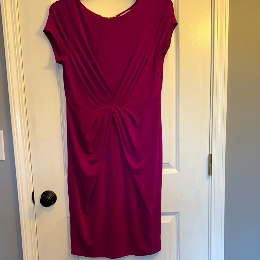 Liz Claiborne Plum Ruched Sheath Midi Dress